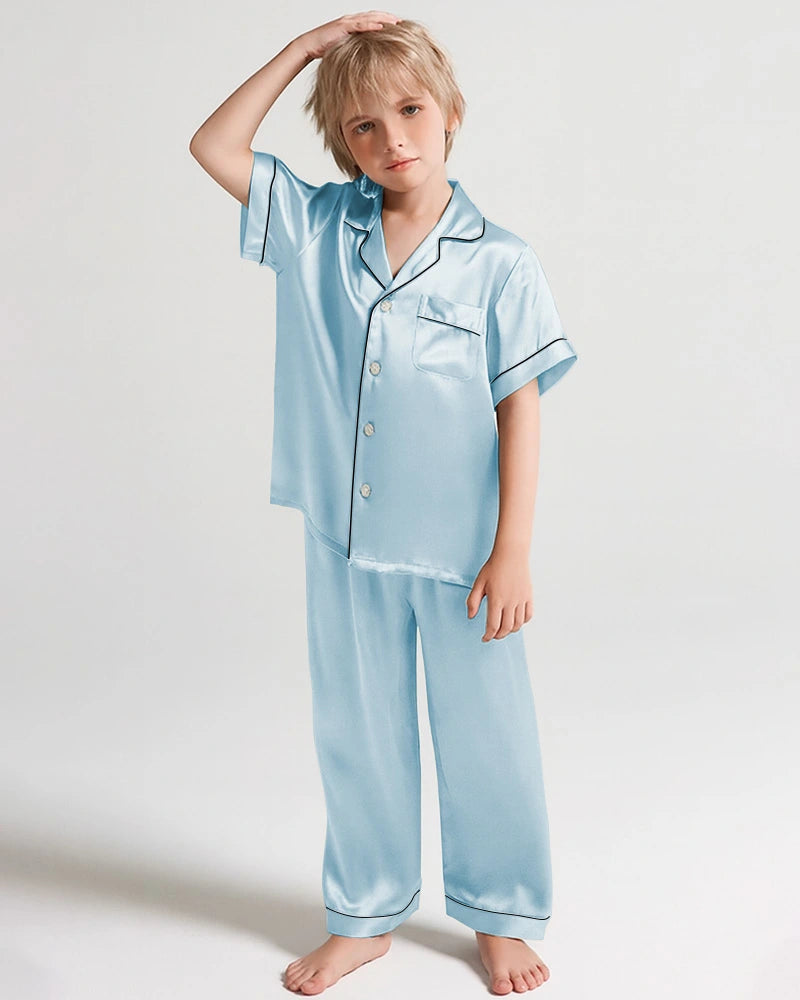 Jungen Seidenpyjama-Set mit Kurzarm