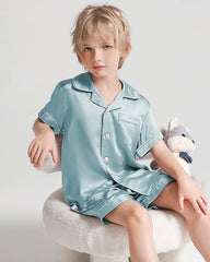 Jungen Kurzarm-Seidenpyjama mit Shorts