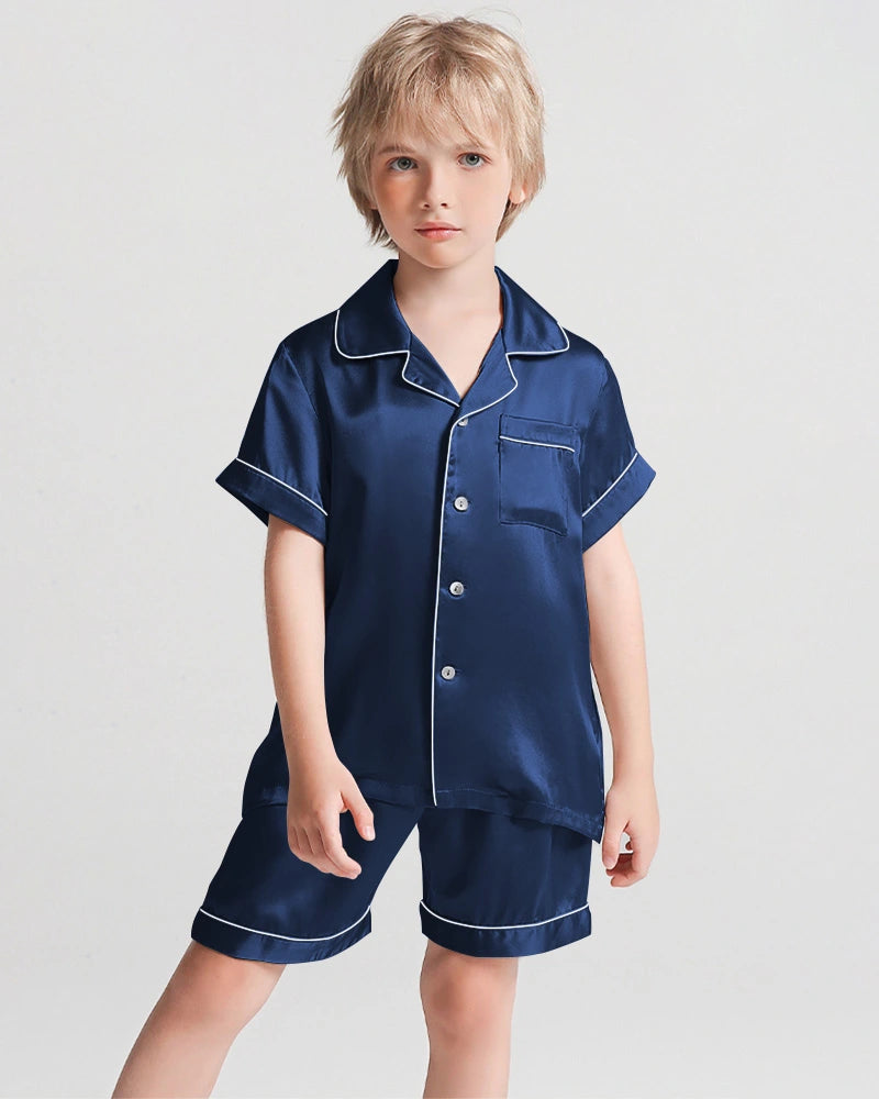 Jungen Kurzarm-Seidenpyjama mit Shorts