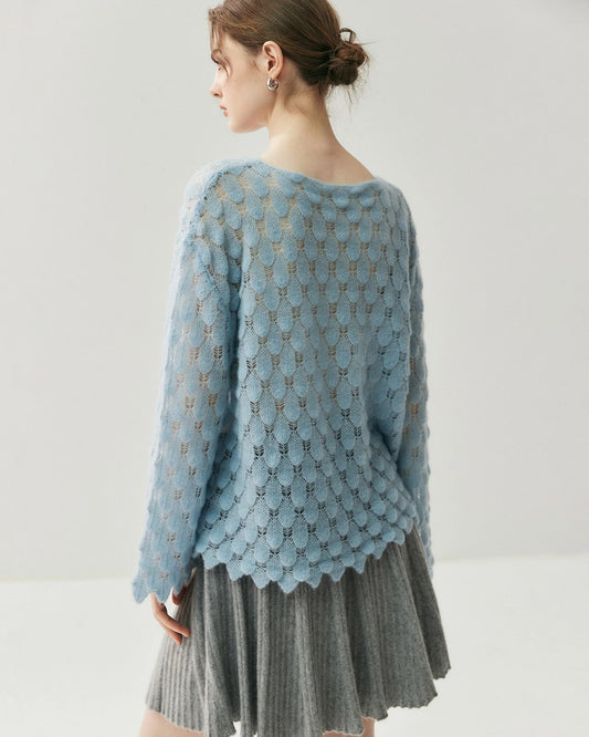 Atmungsaktiver Seide-Kaschmir Rundhals-Pullover