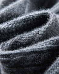 Zopfmuster-Kaschmirpullover mit Halbreißverschluss