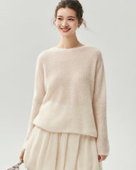 Kaschmir-Seiden-Pullover mit U-Boot-Ausschnitt