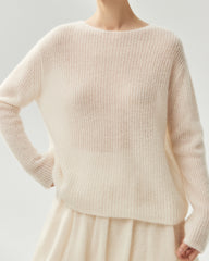 Kaschmir-Seiden-Pullover mit U-Boot-Ausschnitt