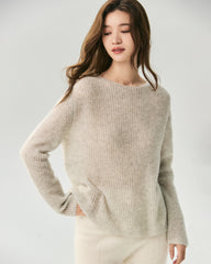 Kaschmir-Seiden-Pullover mit U-Boot-Ausschnitt