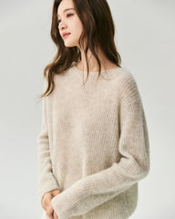 Kaschmir-Seiden-Pullover mit U-Boot-Ausschnitt
