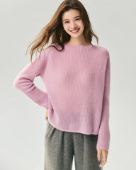 Kaschmir-Seiden-Pullover mit U-Boot-Ausschnitt
