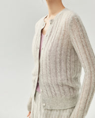 Kaschmir-Seiden-Cardigan mit Zopfmuster