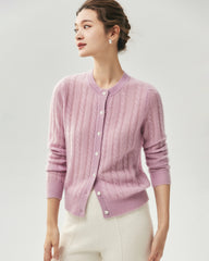 Kaschmir-Seiden-Cardigan mit Zopfmuster