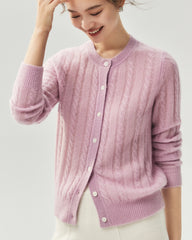 Kaschmir-Seiden-Cardigan mit Zopfmuster