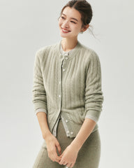 Kaschmir-Seiden-Cardigan mit Zopfmuster