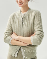 Kaschmir-Seiden-Cardigan mit Zopfmuster