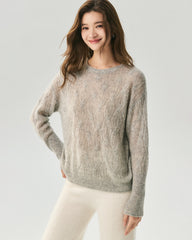 Kaschmir-Seiden-Pullover mit diagonalem Zopfmuster