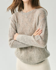 Kaschmir-Seiden-Pullover mit diagonalem Zopfmuster
