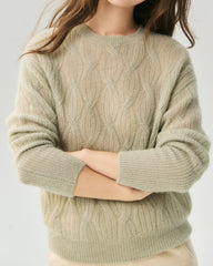 Kaschmir-Seiden-Pullover mit diagonalem Zopfmuster