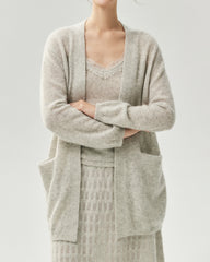 Kaschmir-Seide-Cardigan mit offenem Frontdesign und Taschen