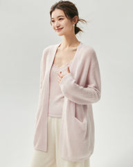 Kaschmir-Seide-Cardigan mit offenem Frontdesign und Taschen