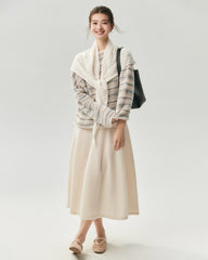 Kaschmir-Seide Open-Knit-Pullover mit Streifen und U-Boot-Ausschnitt