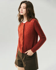 Kaschmir-Seide-Cardigan mit Pointelle-Zopfmuster