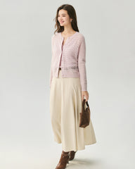 Kaschmir-Seide-Cardigan mit Pointelle-Zopfmuster