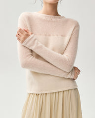 Kaschmir-Seiden-Pullover mit transparenten Ärmeln