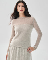 Kaschmir-Seiden-Pullover mit transparenten Ärmeln