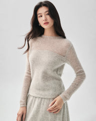 Kaschmir-Seiden-Pullover mit transparenten Ärmeln