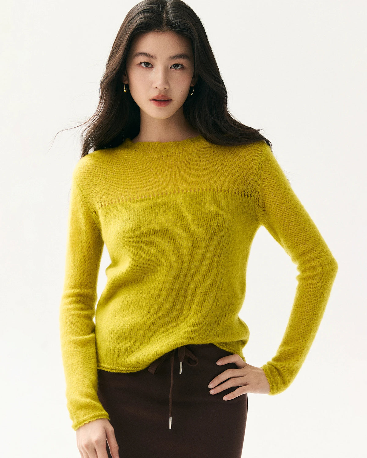 Kaschmir-Seiden-Pullover mit transparenten Ärmeln
