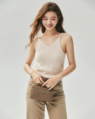 Kaschmir-Seide-Set mit V-Ausschnitt-Cardigan und Camisole
