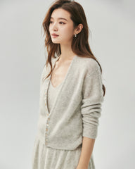 Kaschmir-Seide-Set mit V-Ausschnitt-Cardigan und Camisole