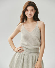 Kaschmir-Seide-Set mit V-Ausschnitt-Cardigan und Camisole