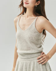 Kaschmir-Seide-Set mit V-Ausschnitt-Cardigan und Camisole