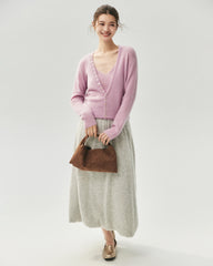 Kaschmir-Seide-Set mit V-Ausschnitt-Cardigan und Camisole