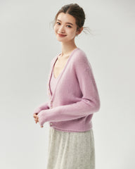 Kaschmir-Seide-Set mit V-Ausschnitt-Cardigan und Camisole