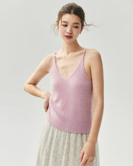 Kaschmir-Seide-Set mit V-Ausschnitt-Cardigan und Camisole