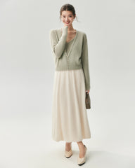 Kaschmir-Seide-Set mit V-Ausschnitt-Cardigan und Camisole