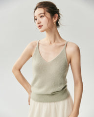 Kaschmir-Seide-Set mit V-Ausschnitt-Cardigan und Camisole