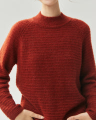 Kaschmir-Seiden-Pullover mit Stehkragen und Waffelstrick