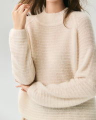 Kaschmir-Seiden-Pullover mit Stehkragen und Waffelstrick
