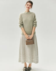 Kaschmir-Seiden-Pullover mit Stehkragen und Waffelstrick