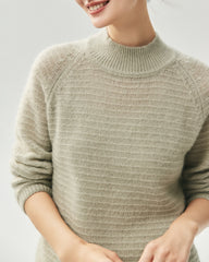 Kaschmir-Seiden-Pullover mit Stehkragen und Waffelstrick