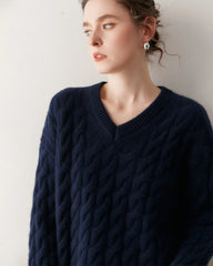 Kaschmir-Woll Zopfstrick Pullover & Rock Set