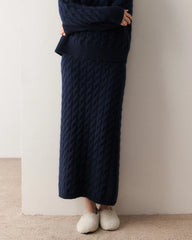 Kaschmir-Woll Zopfstrick Pullover & Rock Set