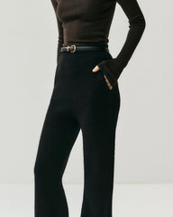 Kaschmir-Woll-Schlagstrickhose mit Taschen
