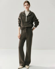 Kaschmir-Woll-Strickhose mit geradem Bein
