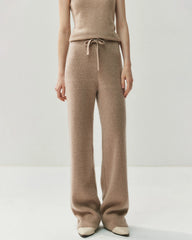 Kaschmir-Woll-Strickhose mit geradem Bein