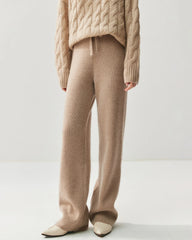 Kaschmir-Woll-Strickhose mit geradem Bein