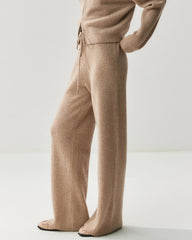 Kaschmir-Woll-Zip-Hoodie & Hose mit geradem Bein