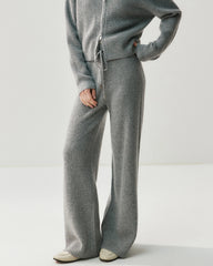 Kaschmir-Woll-Zip-Hoodie & Hose mit geradem Bein