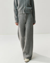 Kaschmir-Woll-Zip-Hoodie & Hose mit geradem Bein