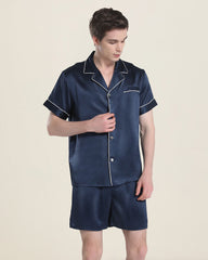 Lässige Seiden-Short-Pyjamas für Herren